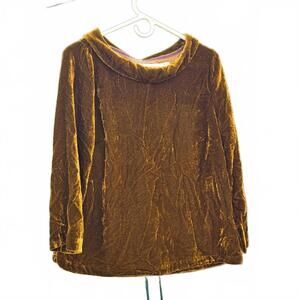 White Stuff Pretty Boho Gold Velvet pull on Top.  UK Size 12/US Size 8